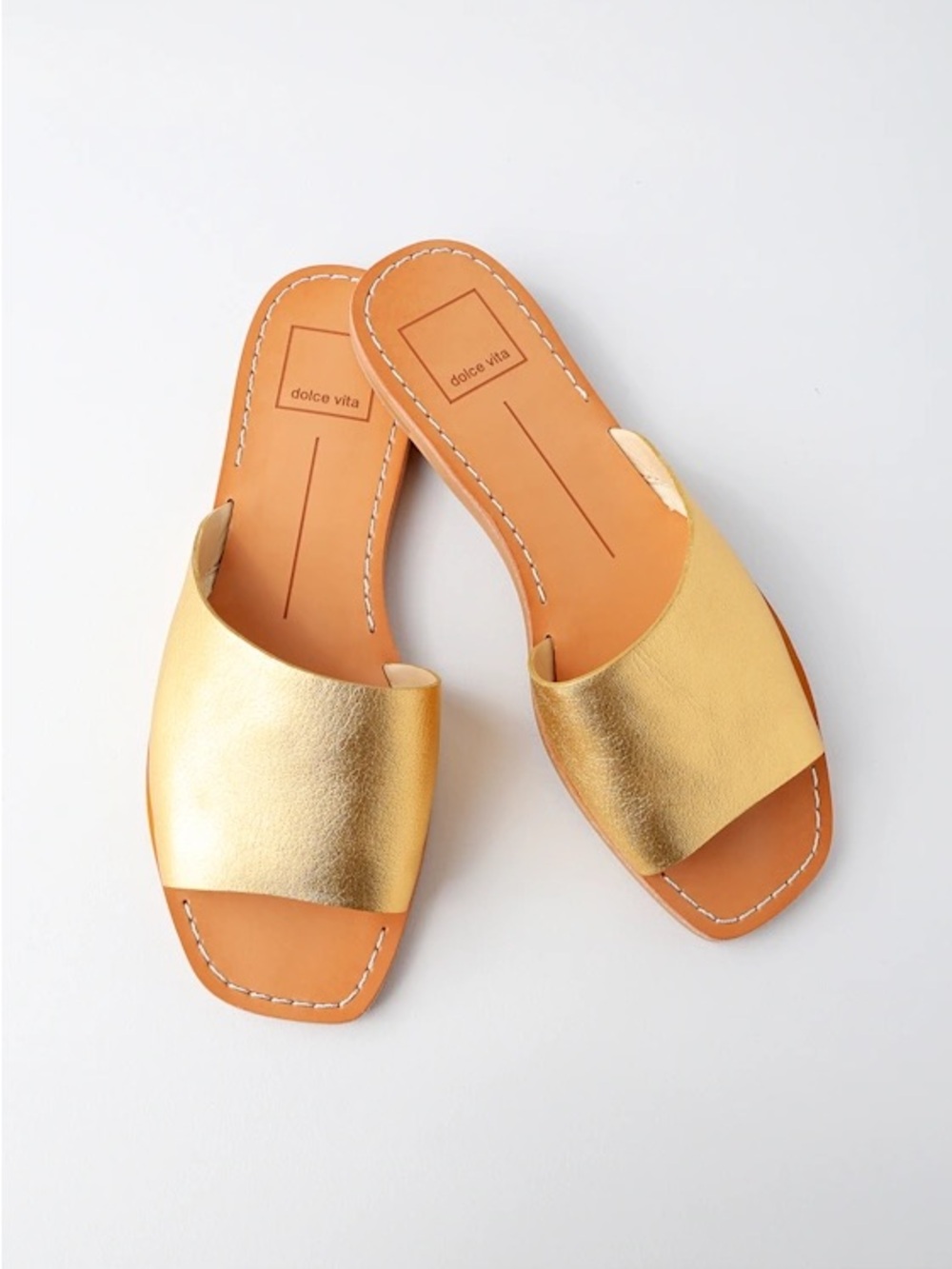 Dolce Vita Cato Metallic Gold Slide Sandals
